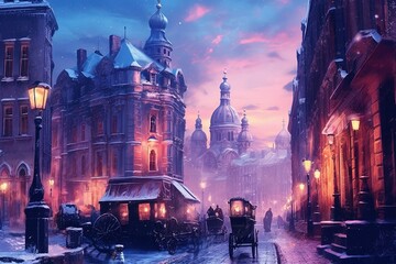 Winter city landscape