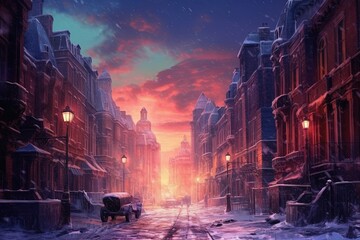 Winter city landscape