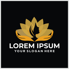 lotus flower beauty salon and hair treatment logo