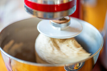 mixing bread dough in a kitchen aid