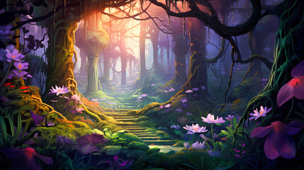 Lush forests of luminescent flora