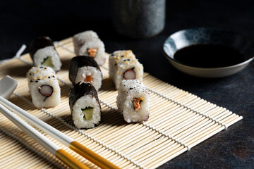Fresh sushi on a plate.