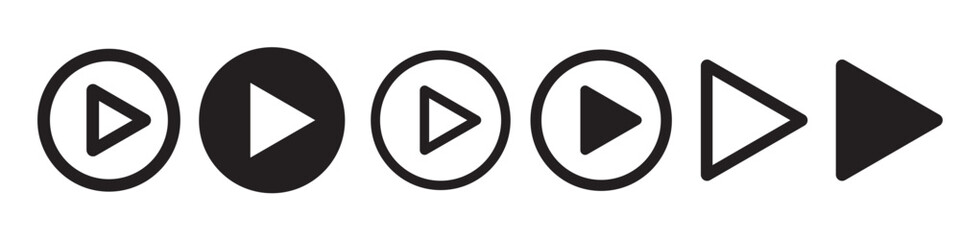 Video play button icon. Multimedia player start or pause button symbol. Forward next clip sign vector.