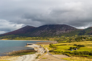 landscape with lake and clouds, traeth trefor.