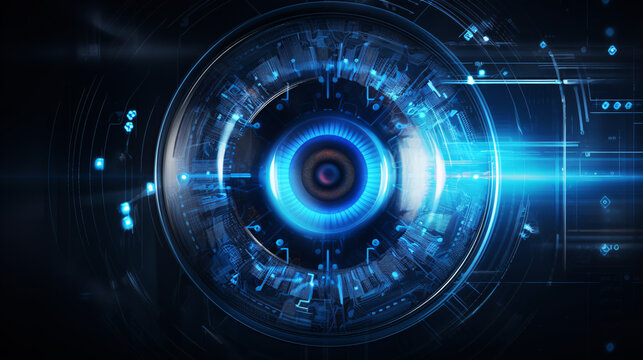 Close up image of a futuristic robot eye