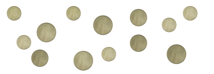 coins on white background. Top view. panorama, banner