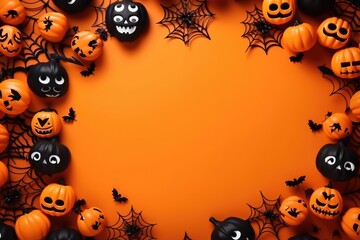 Halloween decoration props and objects background.