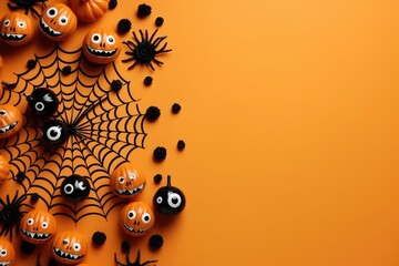 Halloween decoration props and objects background.