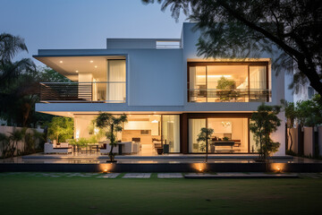 Luxury Home In India, Modern Indian House, Modern Indian House Design, Modern Indian House Exterior
