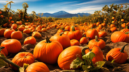 Obraz premium Plentiful Pumpkin Patches, Autumn's Harvest on Display