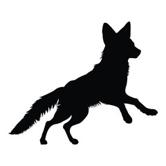 Jumping Fox Silhouette on White