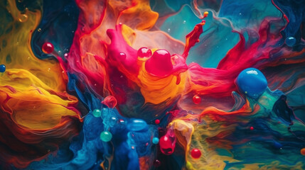 Colorful paint splash mixing in water. Abstract background of acrylic paint. generative ai