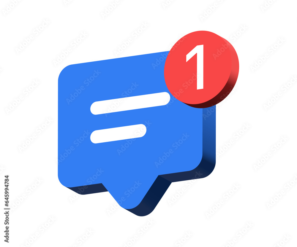 Poster 3d chat message speech bubble icon. message notification , social media communication concept icons - text chat box speech bubbles on white background. vector illustration