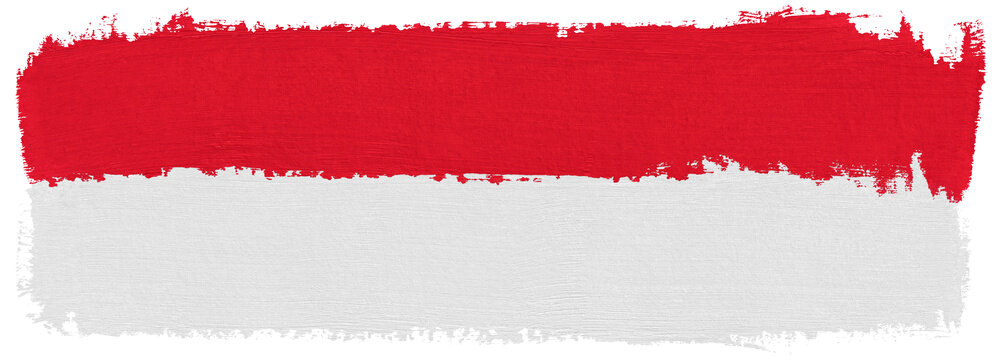 Flag of Monaco paint brush stroke texture isolated on transparent background