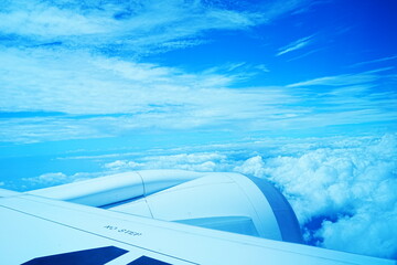 Cloudy Sky from Airplane Window - 日本 東京 飛行機からの景色
