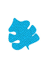 Monstera leaf illustration abstraction. Blue monstera leaf with decorative peas. modern style. Tropical style. isolated © Карина Кочнева