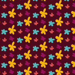 Seamless childish pattern with cute hand drawn flower. for fabric, print, textile, wallpaper, apparel