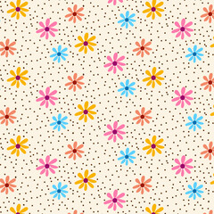 Seamless childish pattern with cute hand drawn flower. for fabric, print, textile, wallpaper, apparel