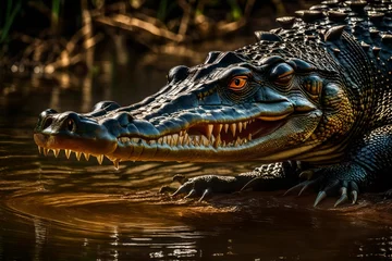 Gordijnen crocodile in the water © qaiser