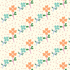 Seamless childish pattern with cute hand drawn flower. for fabric, print, textile, wallpaper, apparel
