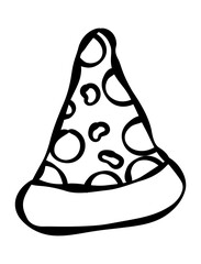 Cartoon illustration of A Delicious slice of Pizza. An Italian Food. Best for outline, logo, and coloring book with culinary themes for children
