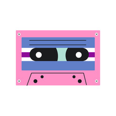Cute doodle retro stereo music cassette.