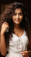 Fototapeta premium young woman applying cream on skin. self care or skin care concept.