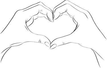 Sketch of hands showing heart shape gesture - 646000713