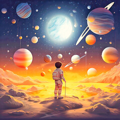 Fototapeta premium Illustration of astronaut in space