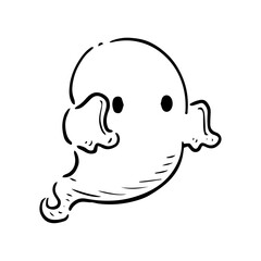 手描きのお化け　モノクロ