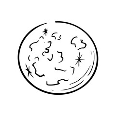 手描きの満月　モノクロ
