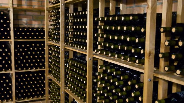 Home Wine Cellar. Wine Vault. Wine cellar at the winery.