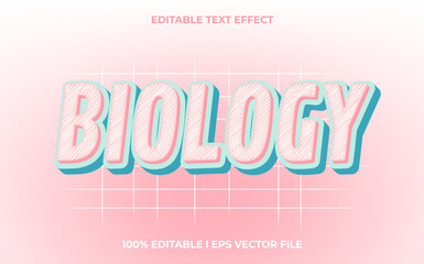 Biology 3d text effect with glow theme. typography for products tittle