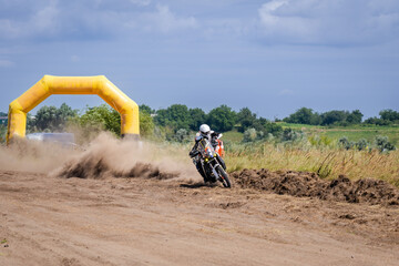 Extreme Motocross track. Riding on dust track