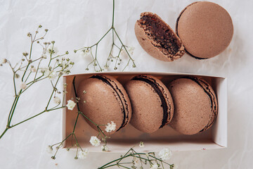 Exquisite French dessert macaroon with filling