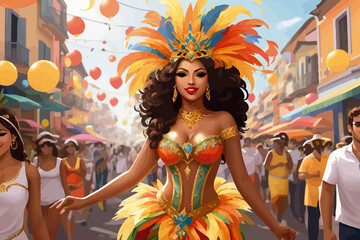 Obraz na płótnie Canvas illustration carnaval parade brazil street
