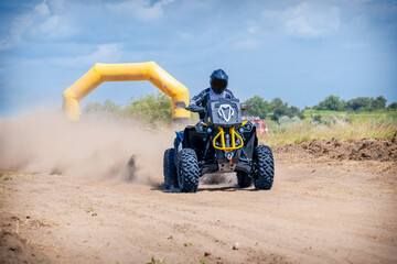 Driving off-road with quad bike or ATV vehicles. 4x4