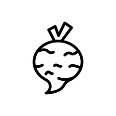 Radish vegetables icon with black outline style. food, icon, vegetarian, vector, vegetable, organic, illustration. Vector Illustration