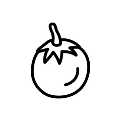 Tomato vegetables icon with black outline style. tomato, vegetable, fresh, food, icon, vector, vegetarian. Vector Illustration