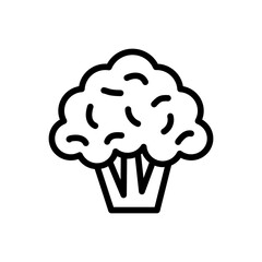 Broccoli vegetables icon with black outline style. food, broccoli, vector, onion, carrot, vegetable, icon. Vector Illustration