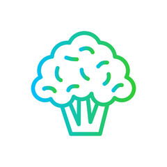 Broccoli vegetables icon with blue and green gradient outline style. food, broccoli, vector, onion, carrot, vegetable, icon. Vector Illustration