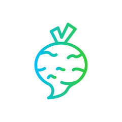 Radish vegetables icon with blue and green gradient outline style. food, icon, vegetarian, vector, vegetable, organic, illustration. Vector Illustration