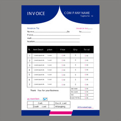 minimal yellow invoice template vector design