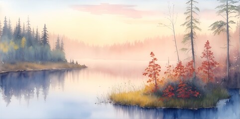 Beautiful Karelia landscape. Finland. AI generated illustration