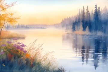 Obraz na płótnie Canvas Beautiful Karelia landscape. Finland. AI generated illustration