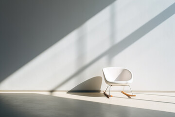 Modern chair with shadow in white room background