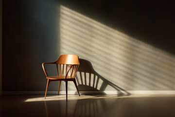 Modern chair with shadow in room