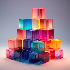 Abstract composition with colored glass cubes