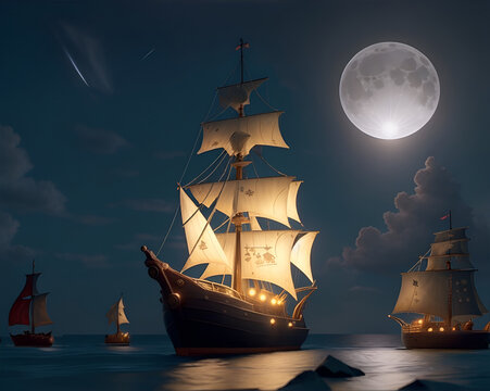 ship in the night sky