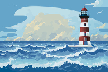 lighthouse storm ulta high quality sky illustration